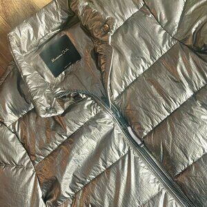 Massimo Dutti Water Repellent Quilted Matt Metallic Gold Puffer Jacket Size S